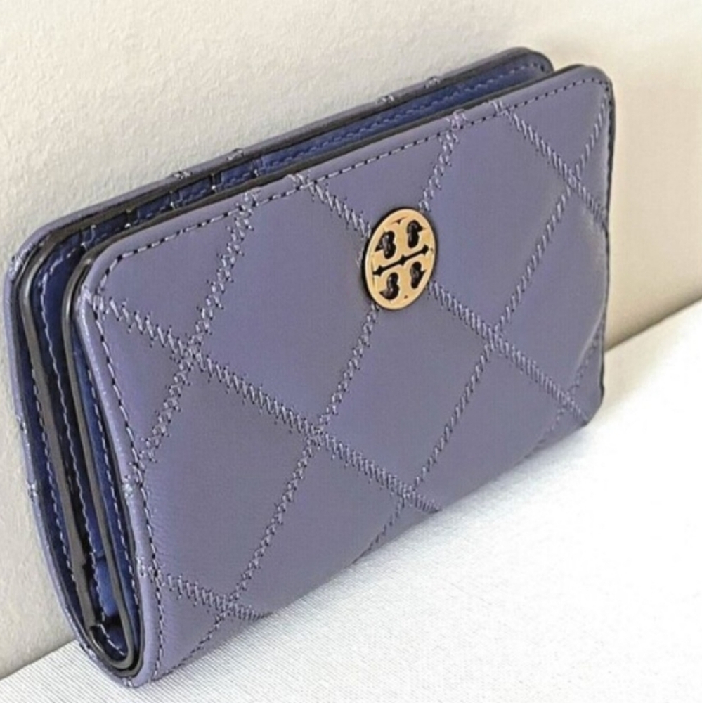 Tory Burch Lavender Quilted Wallet with Gold Accent